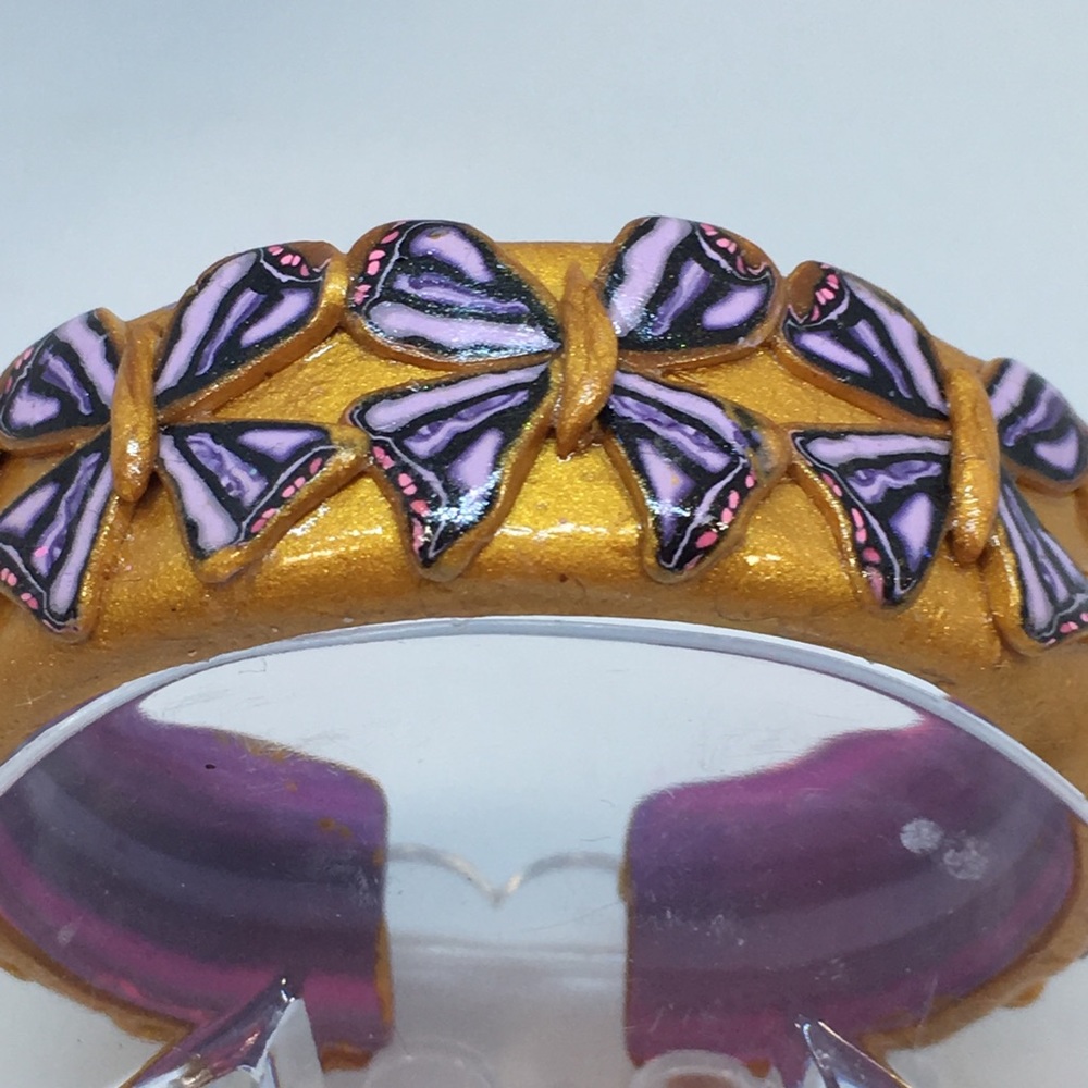 Handmade Polymer Clay Bracelet, Handmade Jewelry, Bangle Bracelet - Picture 2 of 5